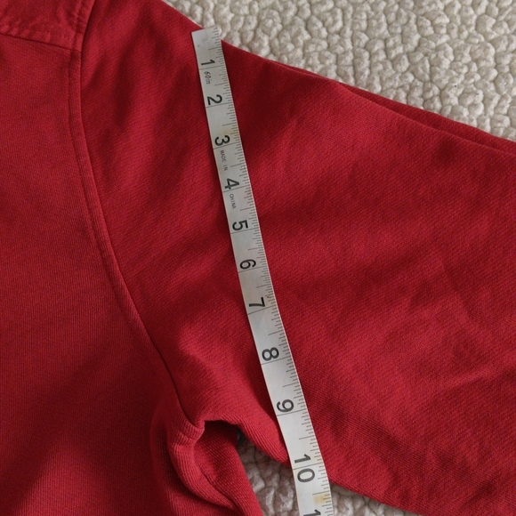 Untuckit Medium Wolfred Red Quarter Zip Elbow Patch 100% Cotton Pullover - Picture 10 of 17